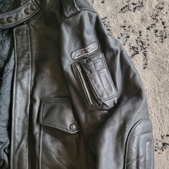 Vintage Drag Specialties Black Leather Motorcycle Jacket Armored SZ 42 Fit Large - Picture 4 of 14